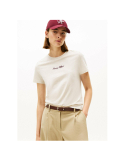 T-shirt script regular chiné beige femme - Tommy Hilfiger