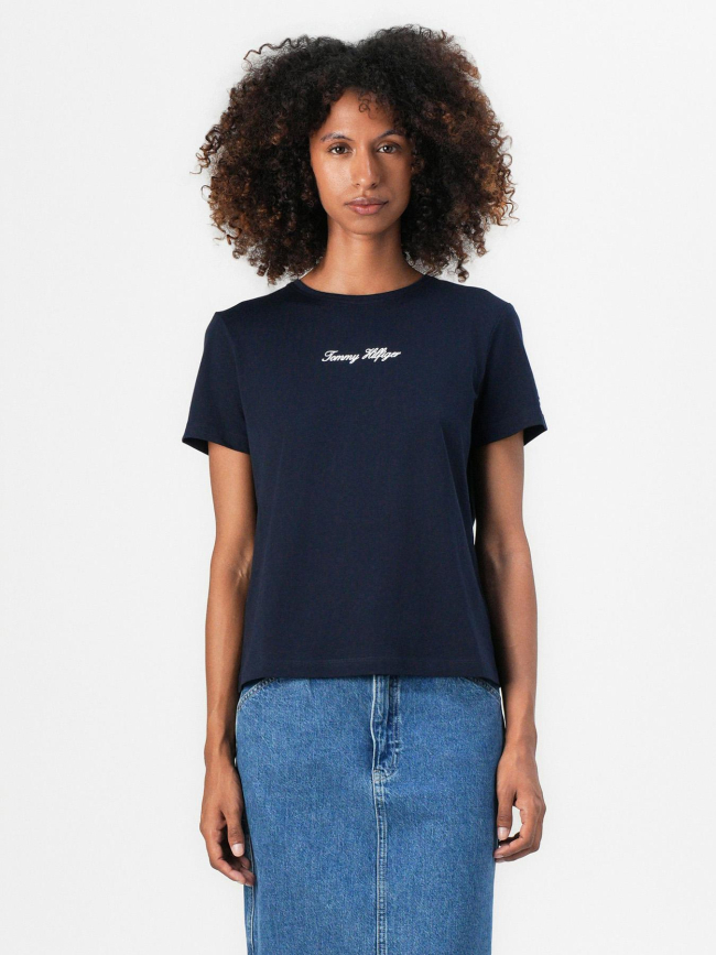 T-shirt script regular bleu marine femme - Tommy Hilfiger