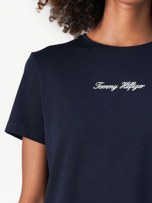 T-shirt script regular bleu marine femme - Tommy Hilfiger