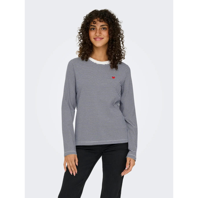 T-shirt rayé pisa bleu marine écru femme - Jdy