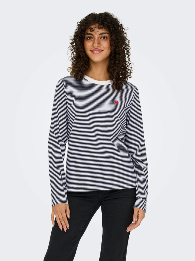 T-shirt rayé pisa bleu marine écru femme - Jdy