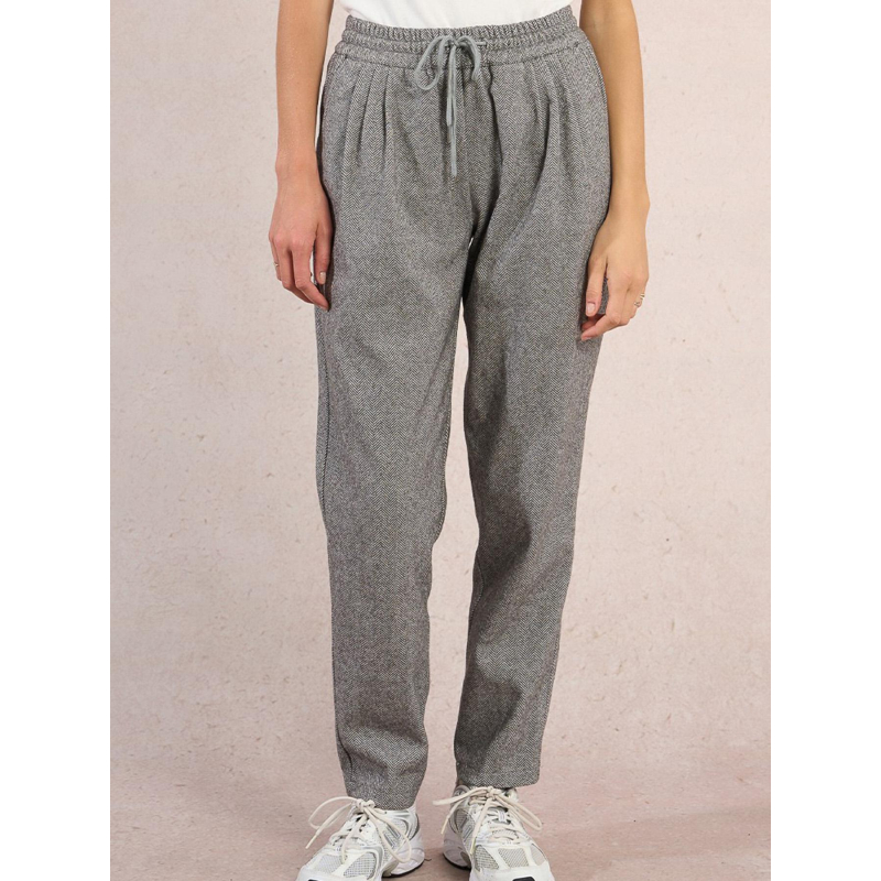 Pantalon droit à chevrons gris noir femme - Molly Bracken