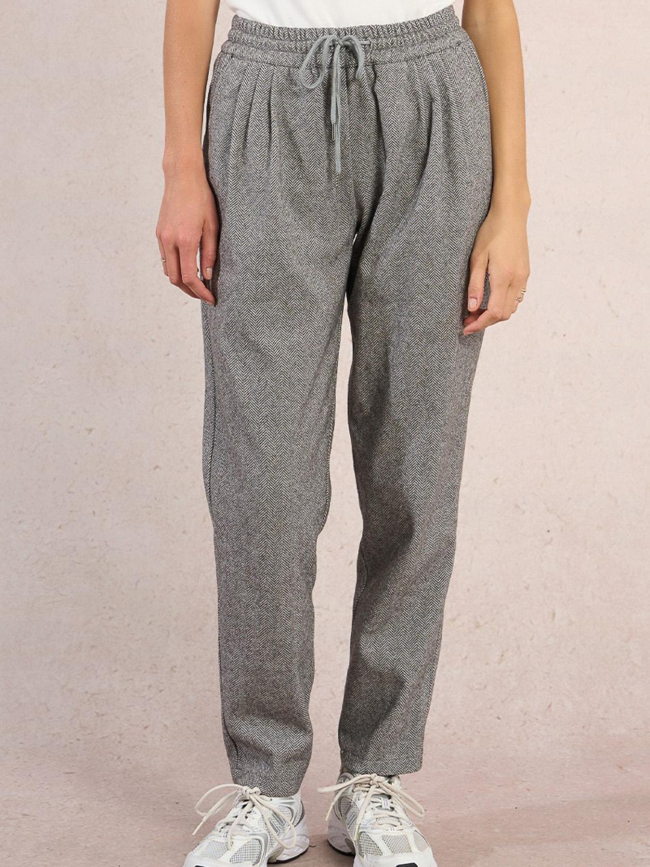 Pantalon droit à chevrons gris noir femme - Molly Bracken