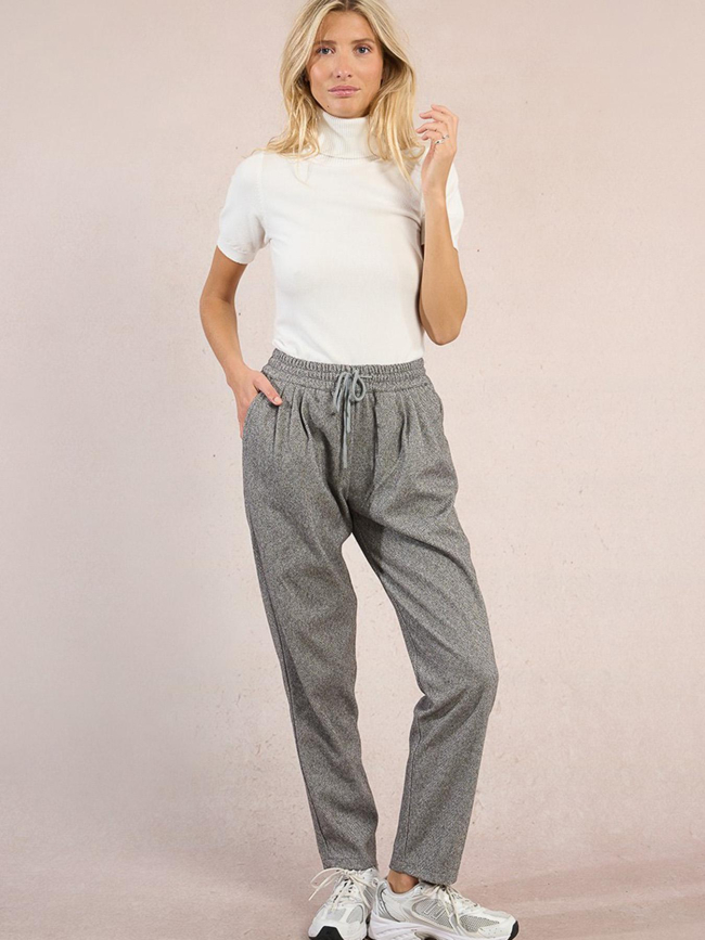 Pantalon droit à chevrons gris noir femme - Molly Bracken