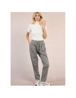 Pantalon droit à chevrons gris noir femme - Molly Bracken