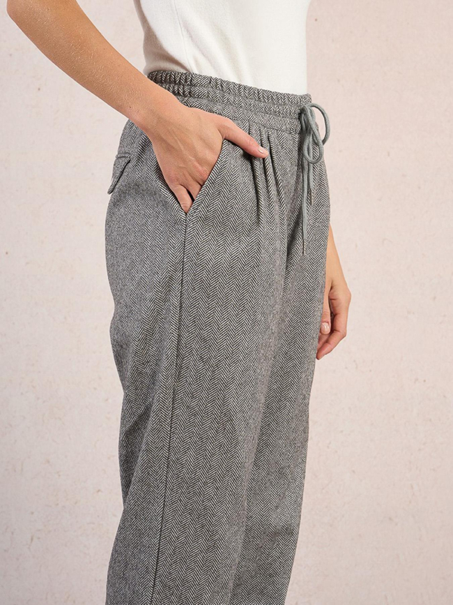 Pantalon droit à chevrons gris noir femme - Molly Bracken