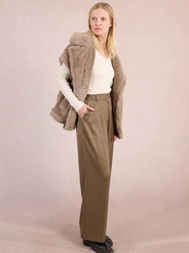 Pantalon large taille haute kaki femme - Molly Bracken