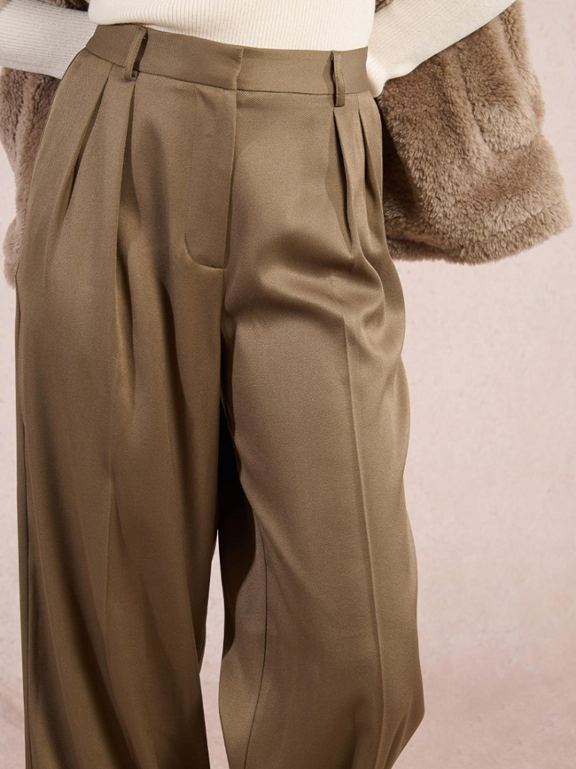 Pantalon large taille haute kaki femme - Molly Bracken