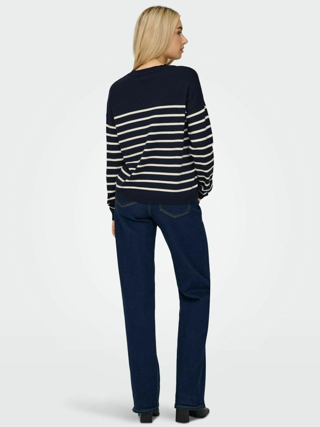 Pull rayé cœur tiba bleu marine femme - Only