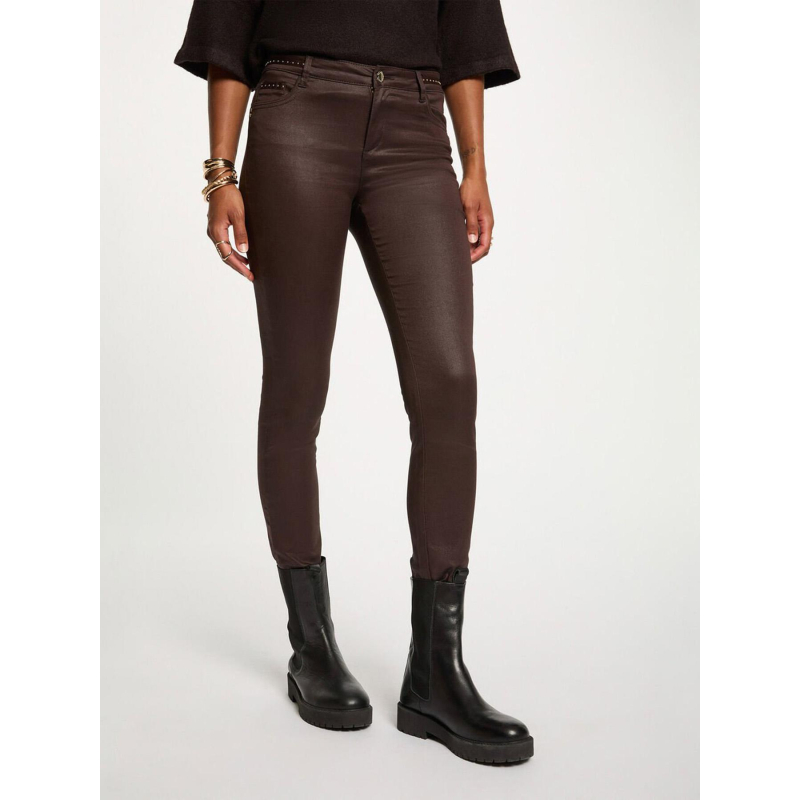 Pantalon slim enduit palao marron femme - Morgan