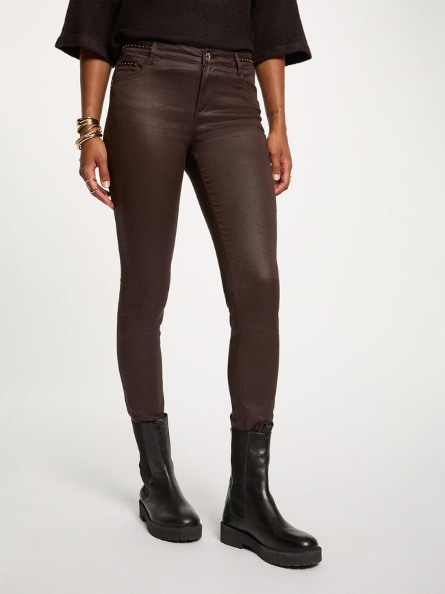 Pantalon slim enduit palao marron femme - Morgan