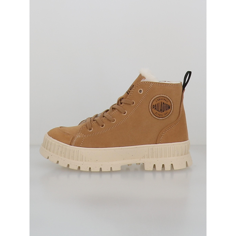 Baskets pallashock zip fourrées marron femme - Palladium