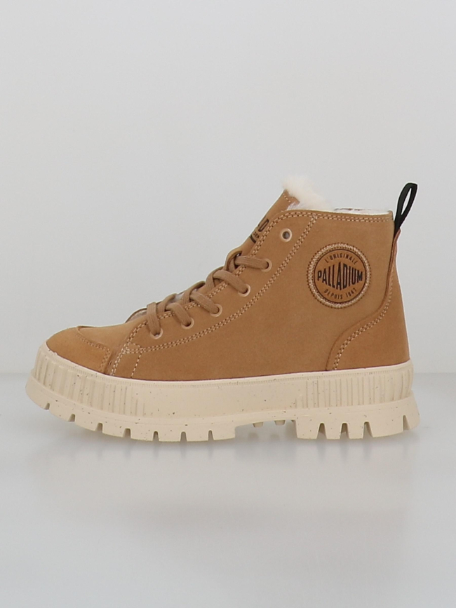 Baskets pallashock zip fourrées marron femme - Palladium