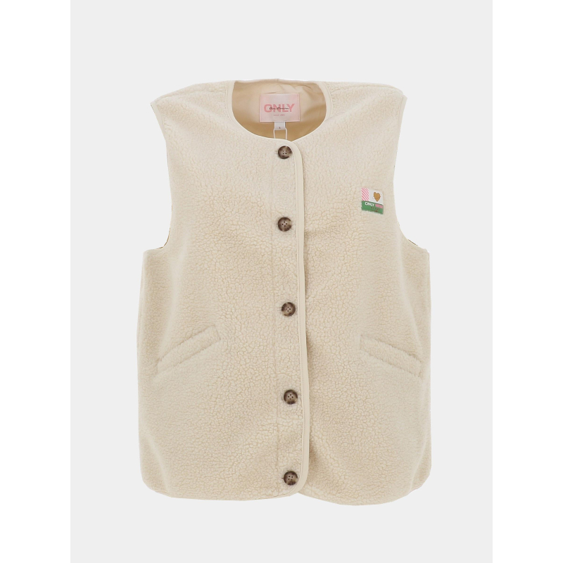 Veste sans manche teddy vintage baby blanc femme - Only