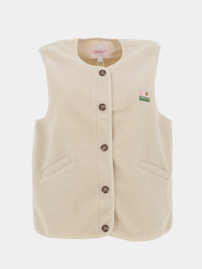 Veste sans manche teddy vintage baby blanc femme - Only