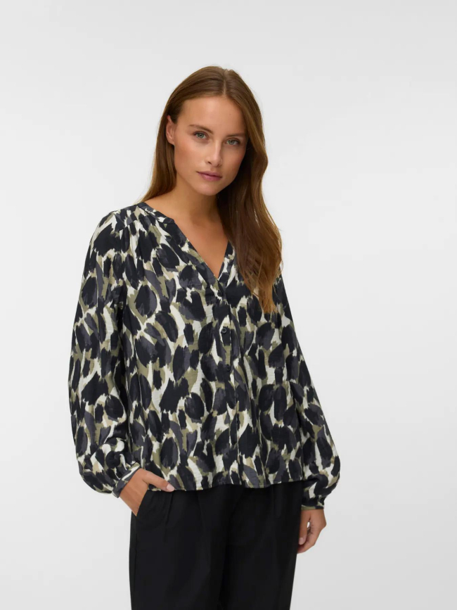 Chemisier fanini noir vert femme - Vero Moda