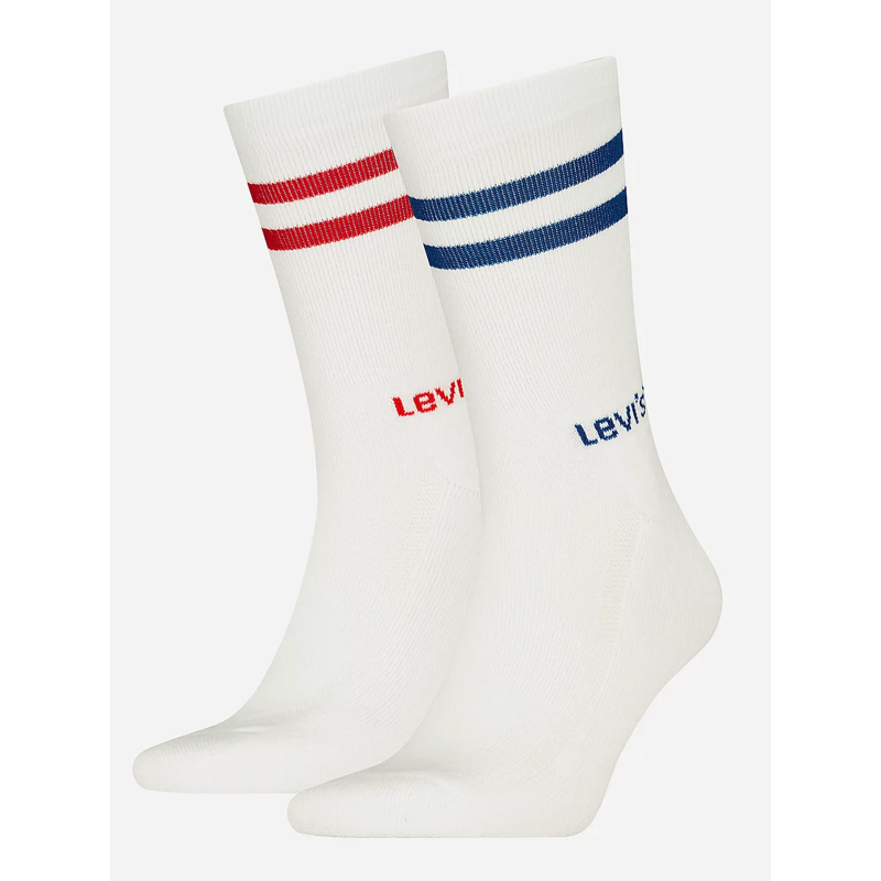 Pack de 2 paires de chaussettes hautes sport stripe blanc - Levi's
