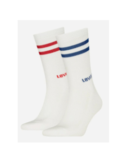 Pack de 2 paires de chaussettes hautes sport stripe blanc - Levi's