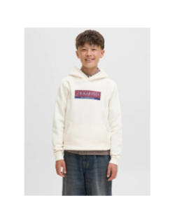 Sweat à capuche jorinwood blanc crème garçon - Jack & Jones