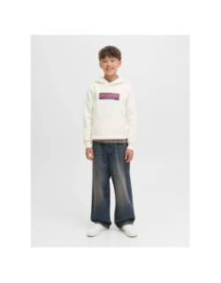 Sweat à capuche jorinwood blanc crème garçon - Jack & Jones