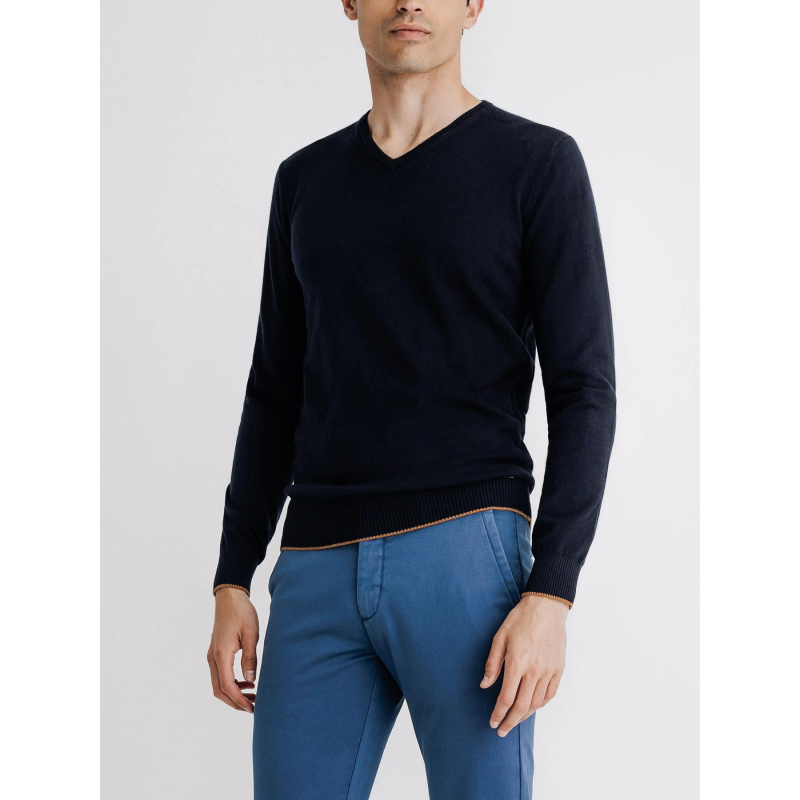 Pull col v brent bleu marine homme - Izac