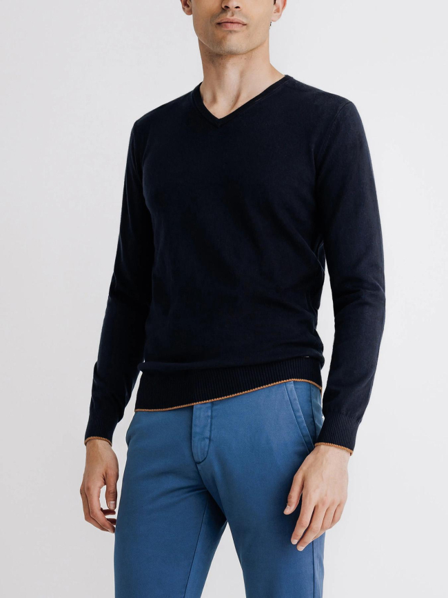 Pull col v brent bleu marine homme - Izac