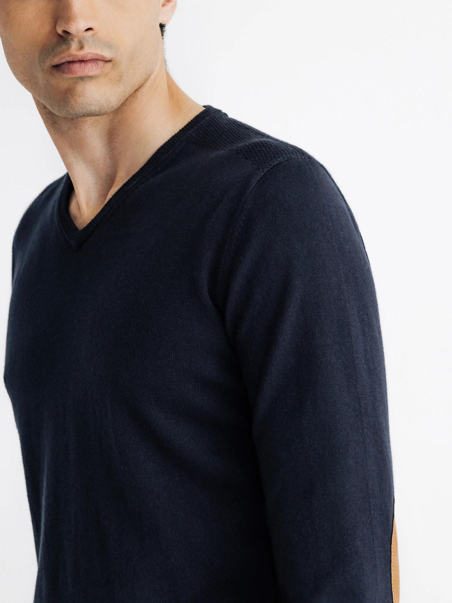Pull col v brent bleu marine homme - Izac