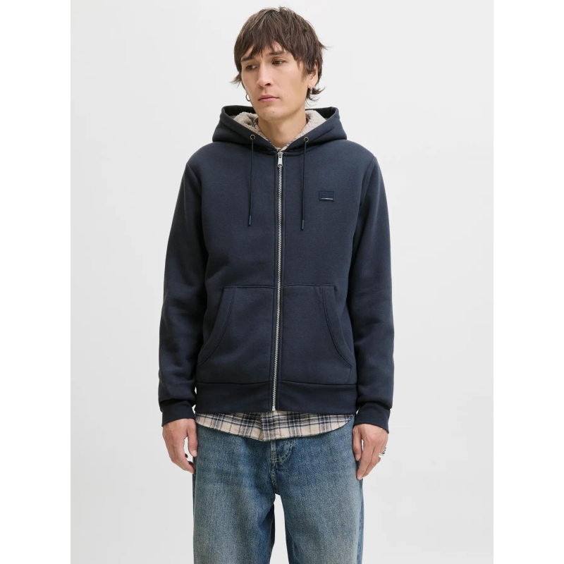 Sweat à capuche zippé teddy blumason bleu homme - Jack & Jones