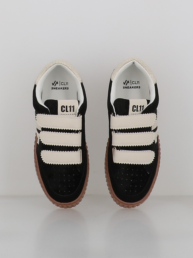 Baskets à scratch velours cl91 noir femme - CL11