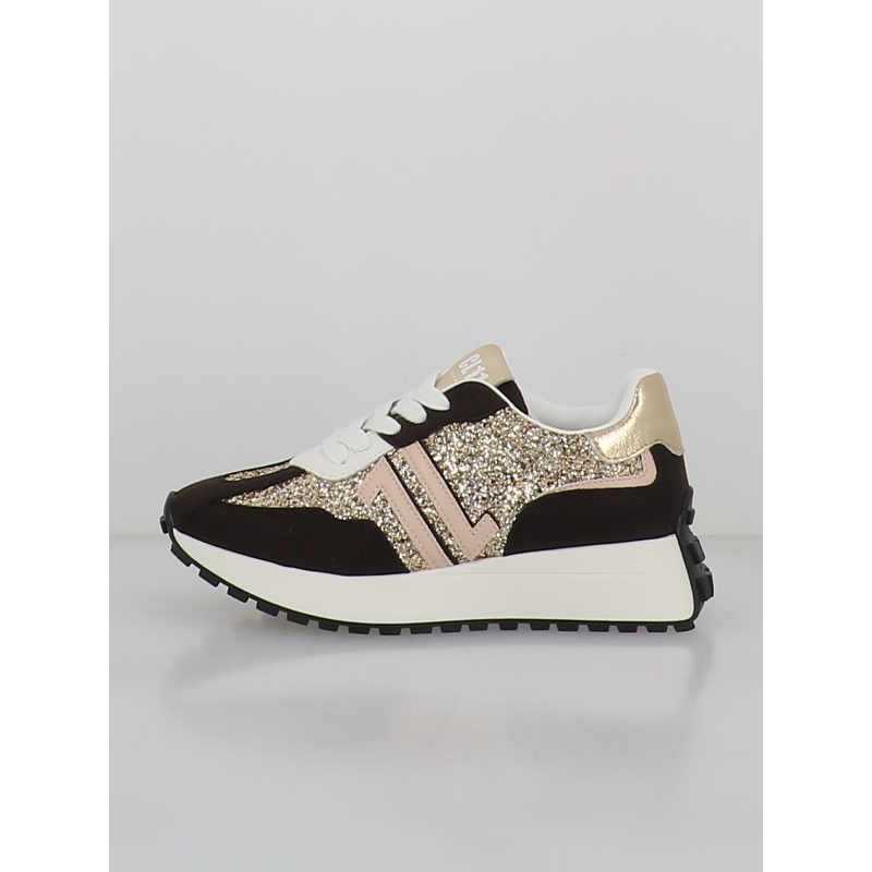 Baskets à paillettes cl93 noir doré femme - CL11