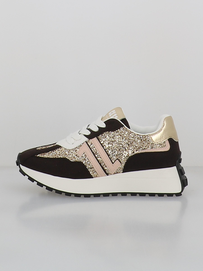 Baskets à paillettes cl93 noir doré femme - CL11