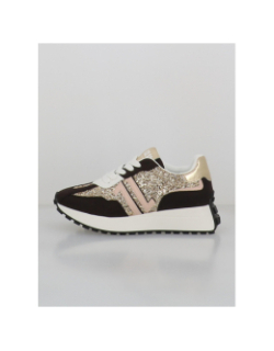 Baskets à paillettes cl93 noir doré femme - CL11