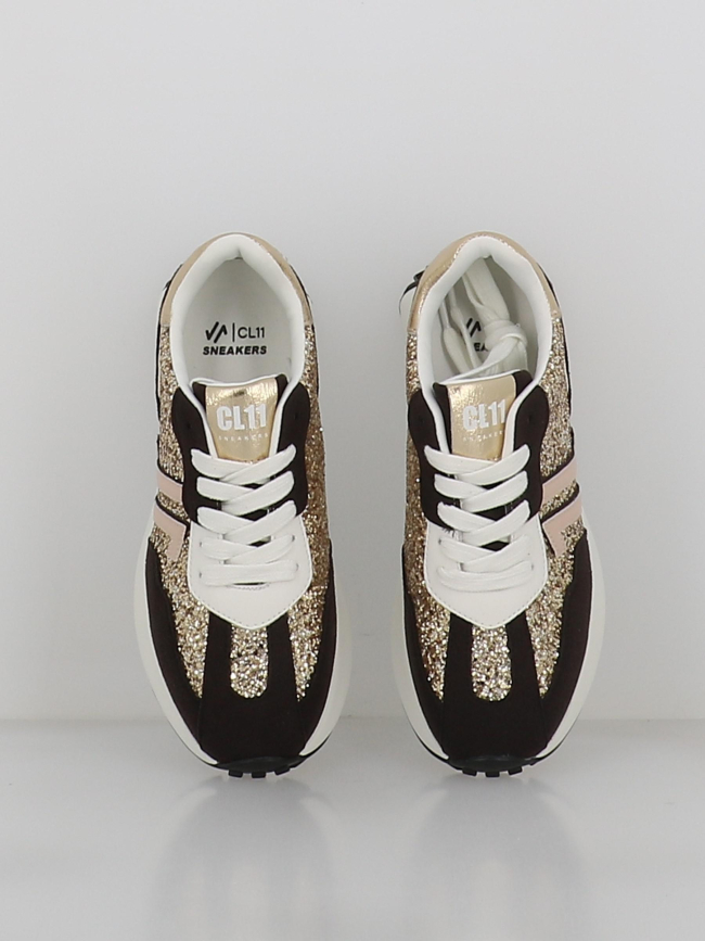 Baskets à paillettes cl93 noir doré femme - CL11