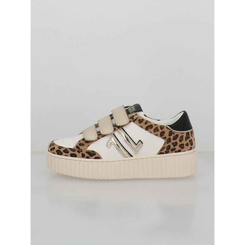 Baskets à scratch léopard cl91 blanc femme - CL11