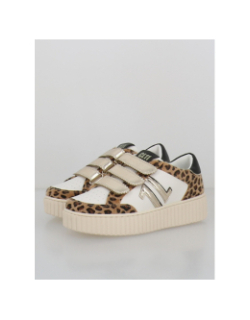 Baskets à scratch léopard cl91 blanc femme - CL11