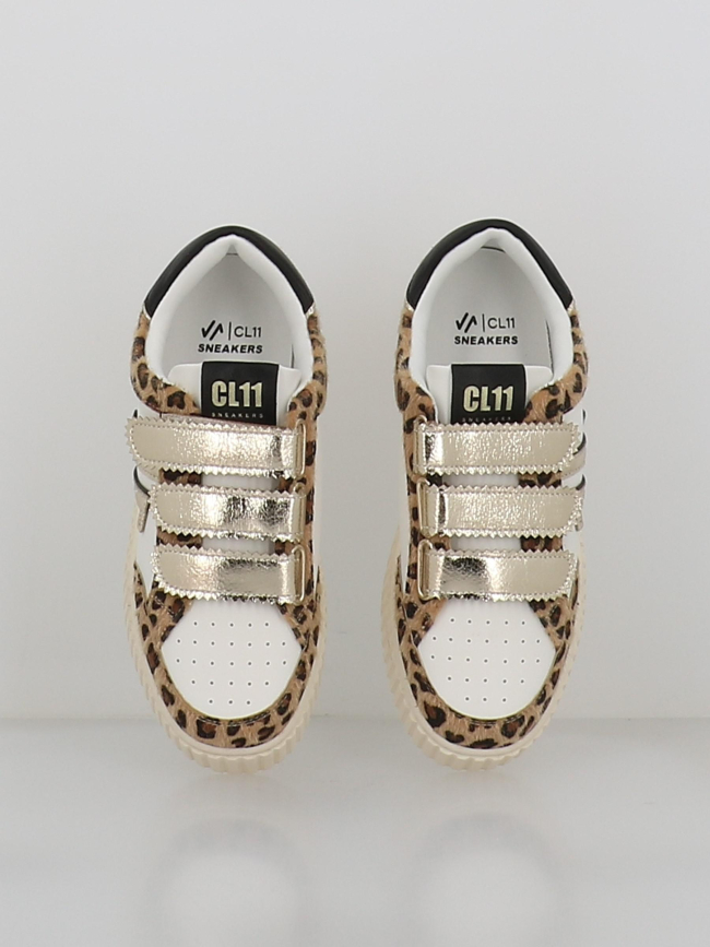 Baskets à scratch léopard cl91 blanc femme - CL11