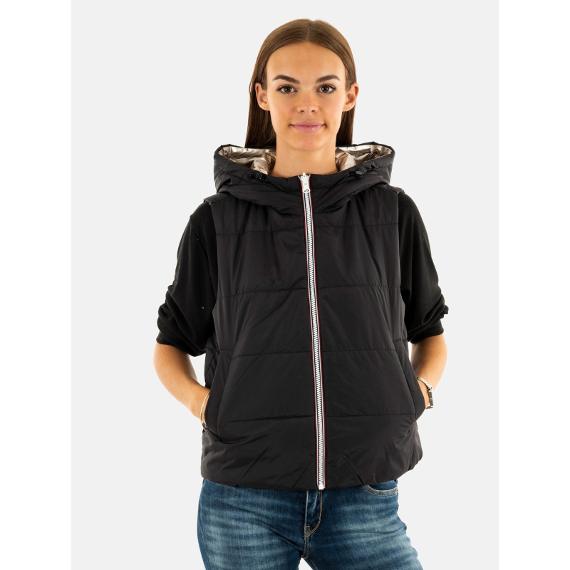 Doudoune sans manche réversible fry noir argenté femme - Only