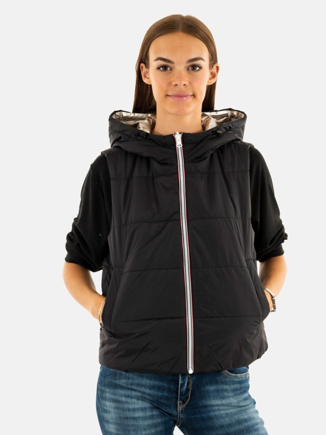 Doudoune sans manche réversible fry noir argenté femme - Only