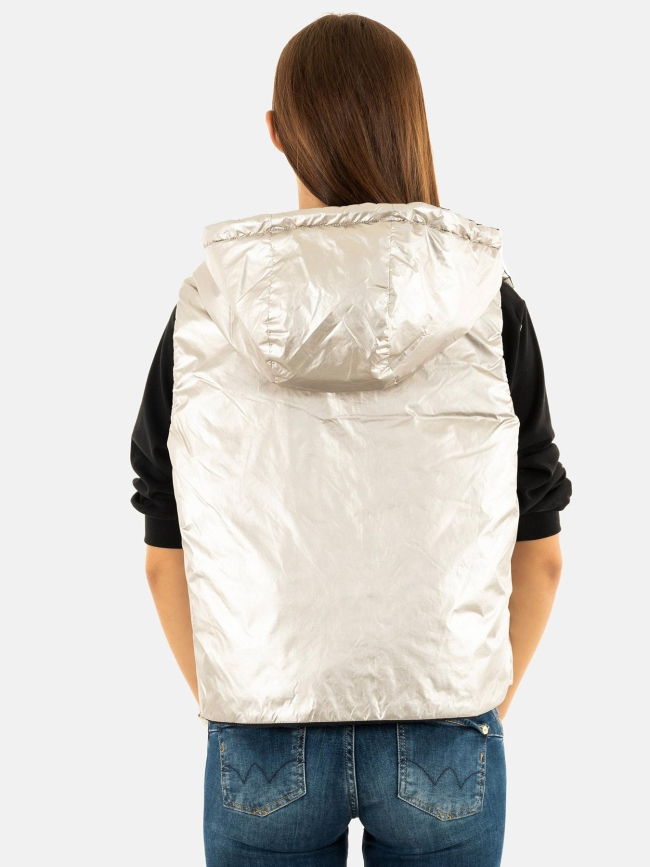 Doudoune sans manche réversible fry noir argenté femme - Only