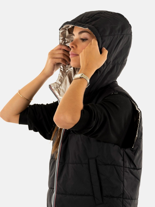 Doudoune sans manche réversible fry noir argenté femme - Only