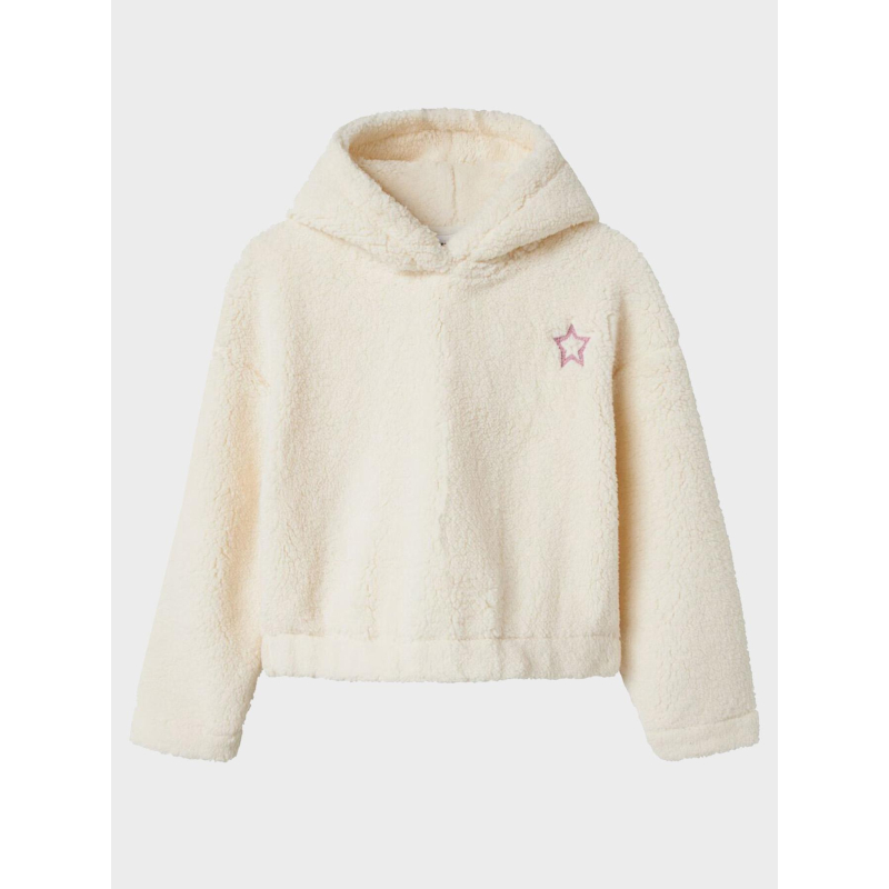 Sweat à capuche teddy odette blanc fille - Name It
