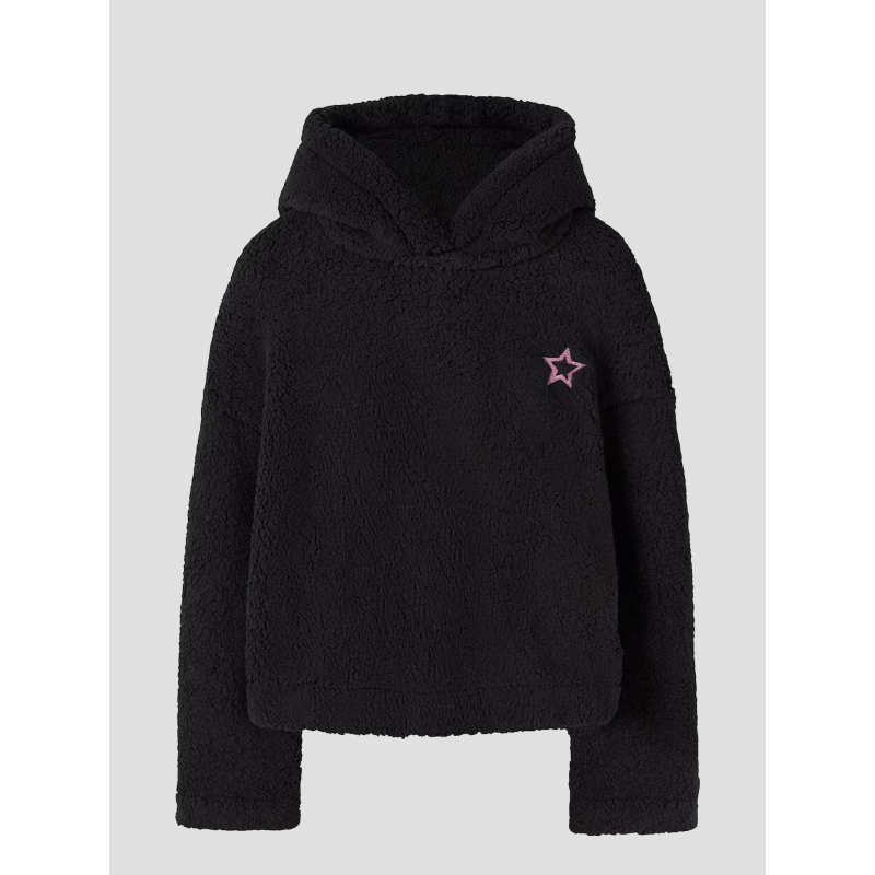 Sweat à capuche teddy odette noir fille - Name It