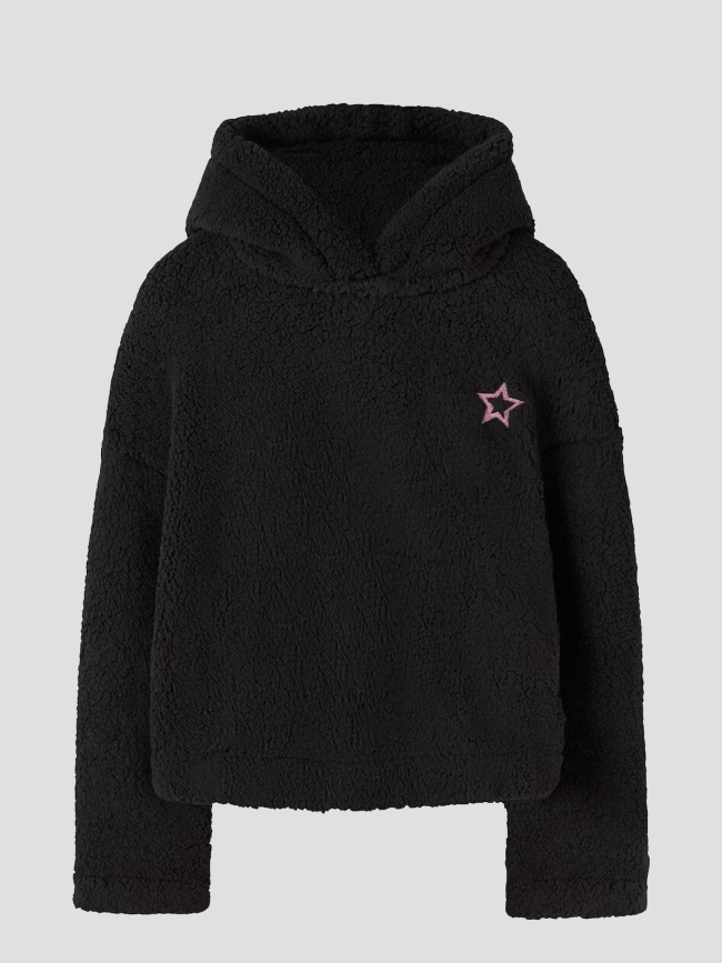 Sweat à capuche teddy odette noir fille - Name It