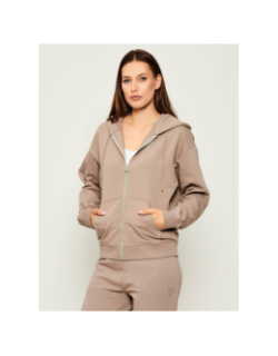 Sweat à capuche zippé dalfine beige femme - Hugo