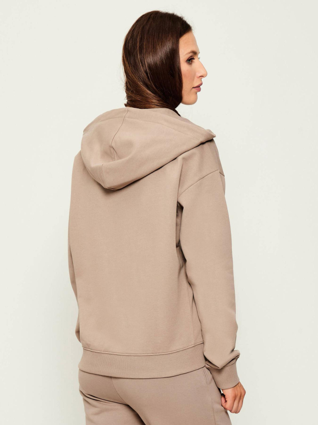 Sweat à capuche zippé dalfine beige femme - Hugo