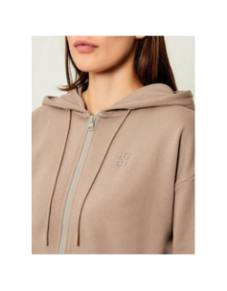 Sweat à capuche zippé dalfine beige femme - Hugo