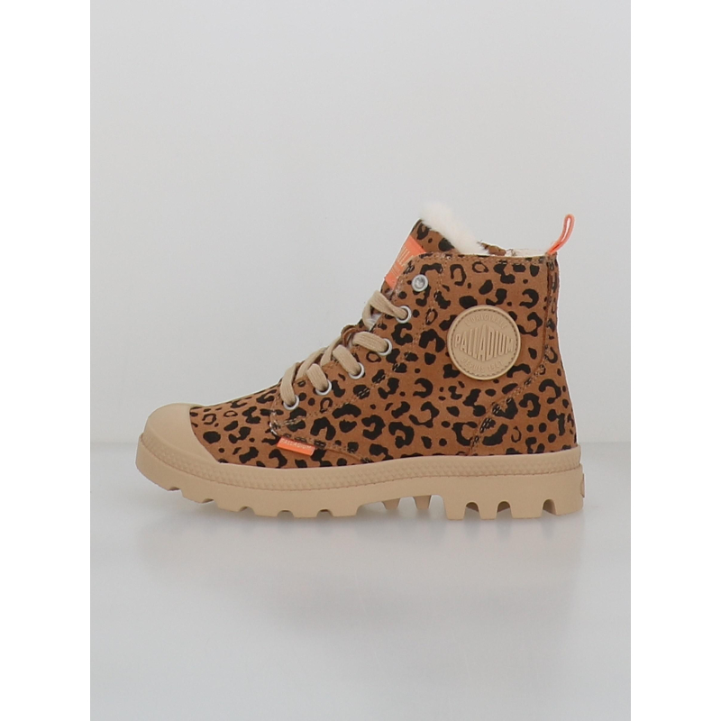 Baskets montantes pampa léopard marron femme - Palladium