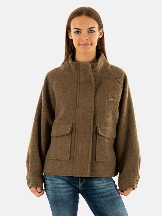 Manteau court zoe stone vert femme - Le Temps Des Cerises