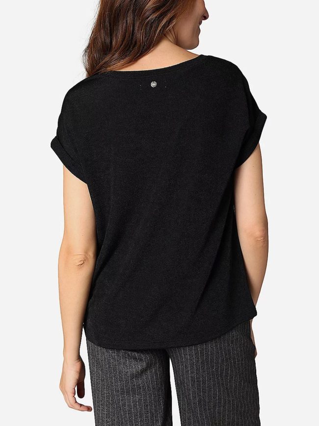 T-shirt col v kriva noir femme - Deeluxe