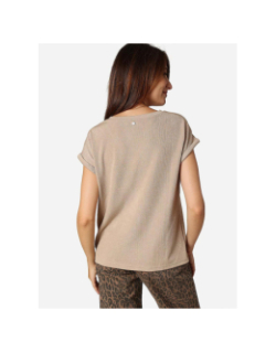 T-shirt col v kriva beige femme - Deeluxe